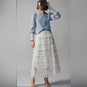 Elegant White Tulle Skirt